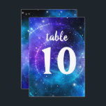 Blue Purple B'nai Mitzvah Galaxy Table Number Card<br><div class="desc">Create your own unique galaxy table number cards for your B'nai Mitzvah celebration on a easy DIY template. The neon universe design is also suitable for a bar mitzvah or bat mitzvah as well... The artwork by Raphaela Wilson features a cool watercolor swirl of blue and purple with shining stars...</div>