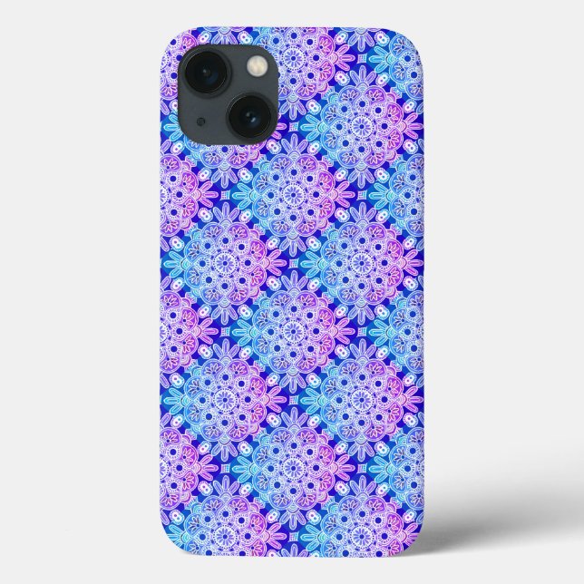  Blue purple boho iPhone case (Back)