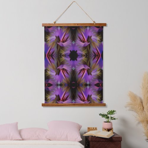 Blue Purple Brush Swirls Abstract Hanging Tapestry