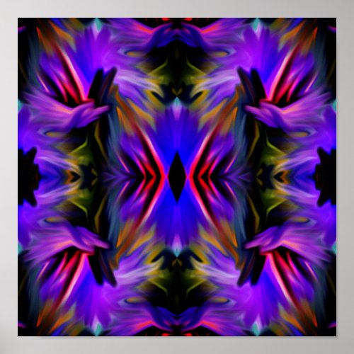 Blue Purple Brush Swirls Abstract    Poster