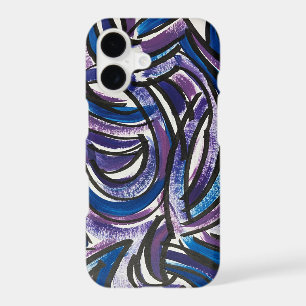 Blue Purple Brushstrokes-Hand Painted Abstract Art iPhone 17 Case