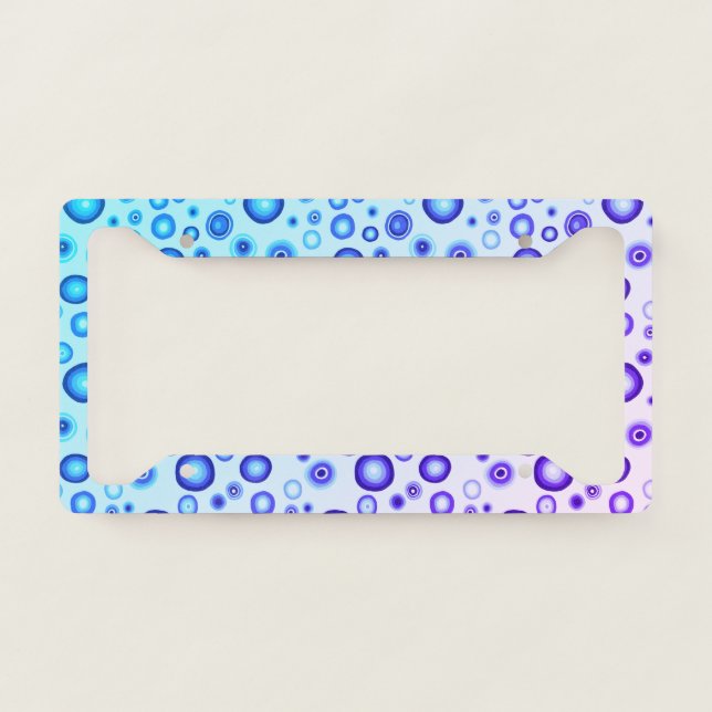 Blue Purple Bubbles Modern Circles Pattern License Plate Frame (Front)