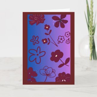 Blue Purple & Burgundy Floral Design  Card