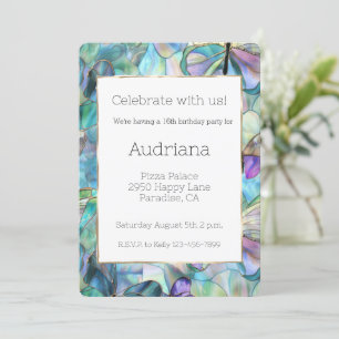 Blue Purple Butterflies 16th Birthday Invitation