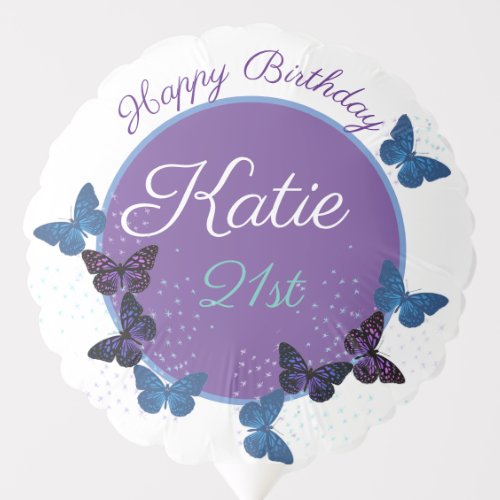 Blue purple butterflies     balloon