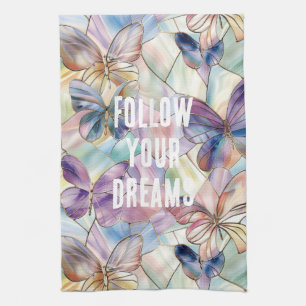 Blue Purple Butterflies Kitchen Towel