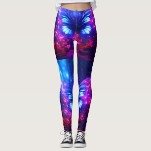 Blue + Purple Butterflies On a Customized Snug Leggings