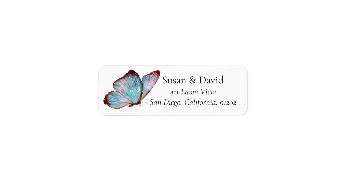 Blue Purple Butterfly Insect Address Label | Zazzle