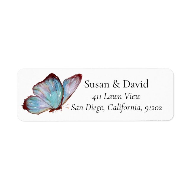 Blue Purple Butterfly Insect Address Label (Front)