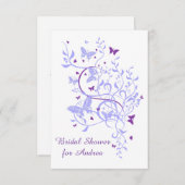 Blue Purple Butterfly Swirl Bridal Shower Invitation (Front/Back)
