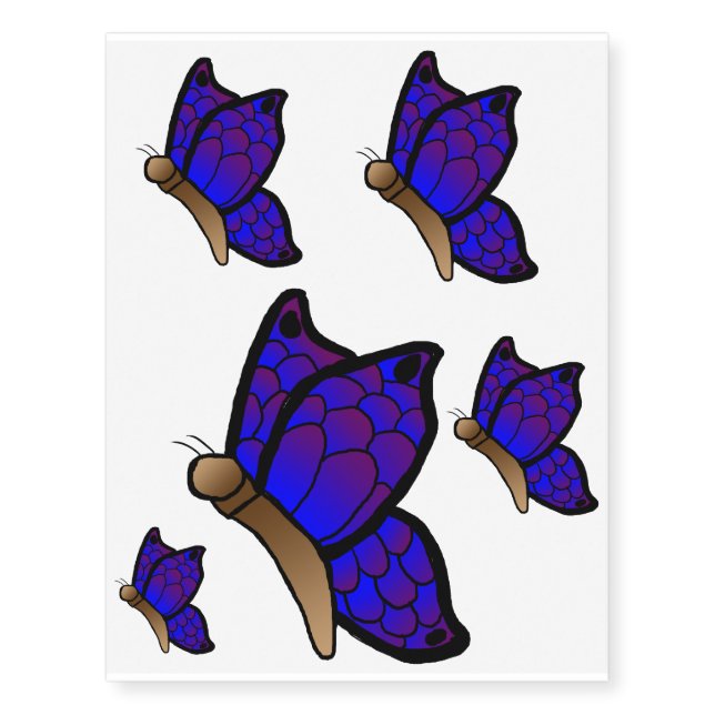 Blue/purple butterfly temporary tattoos (Front)