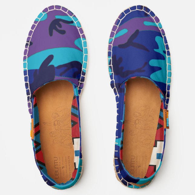 Blue & Purple Camouflage Abstract Pattern Espadrilles (Front)