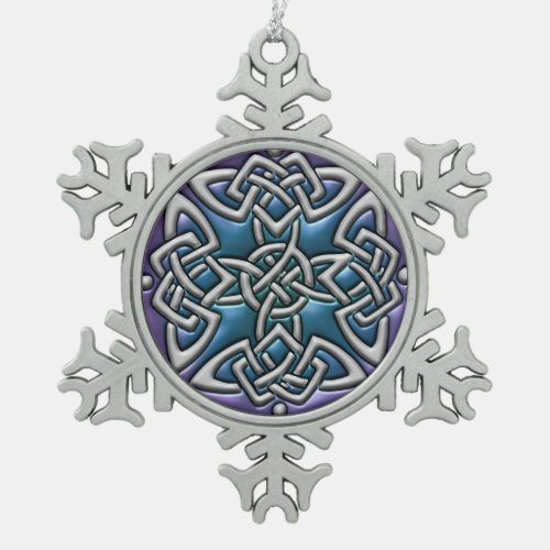 Blue Purple Celtic Knot Snowflake Ornament