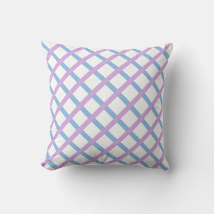 Blue Purple Checker Diamond Stripes Pattern Throw Pillow