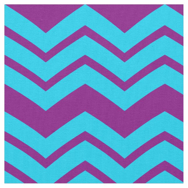 Blue Purple Chevron Zigzag Design  Fabric (Close Up)