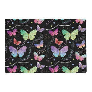 Blue Purple Chic Butterflies Pattern Placemat