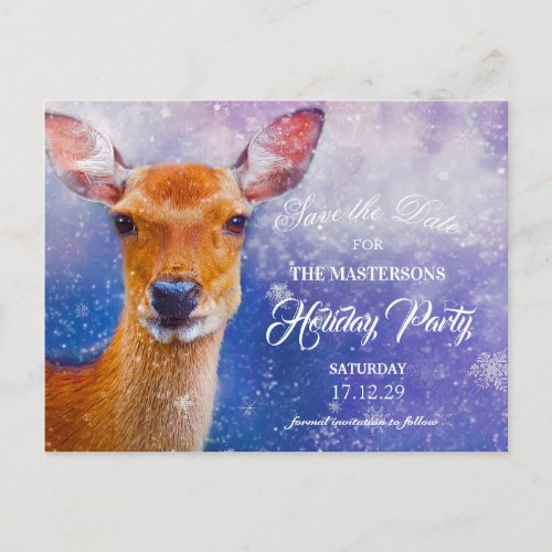 Blue Purple Christmas Holiday Party Save The Date Announcement Postcard