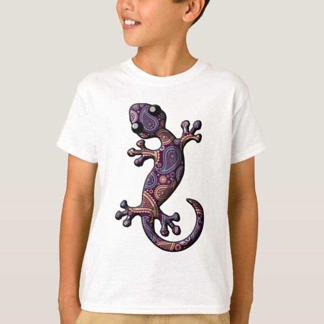 Blue Purple Climbing Gecko Lizard T-Shirt (Front)