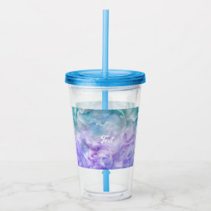 Blue & purple cloud swirl acrylic tumbler
