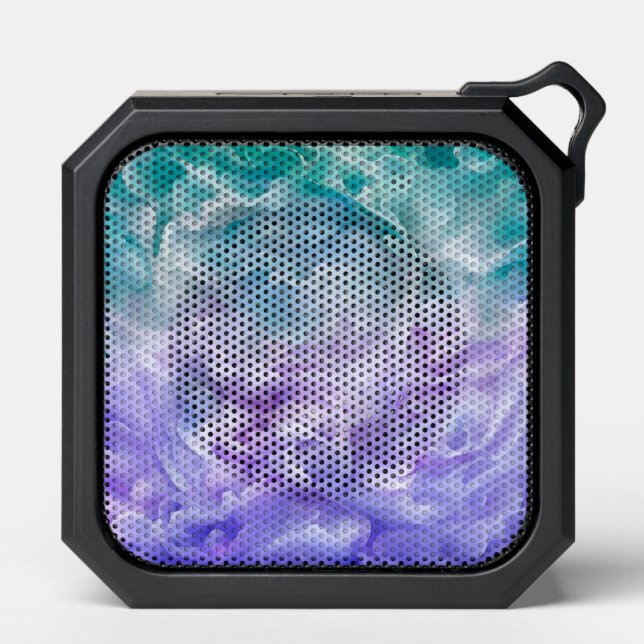 Blue & purple cloud swirl bluetooth speaker (Front)