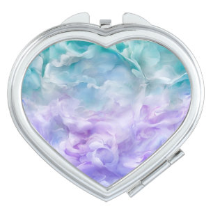 Blue & purple cloud swirl compact mirror