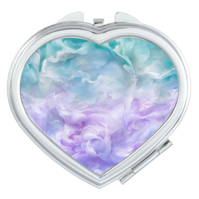 Blue & purple cloud swirl compact mirror (Front)