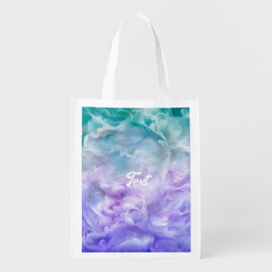 Blue & purple cloud swirl grocery bag