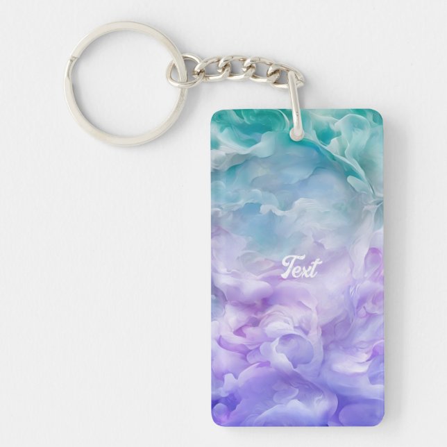 Blue & purple cloud swirl keychain (Front)
