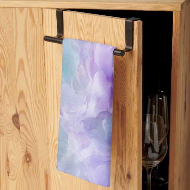 Blue & purple cloud swirl kitchen towel (Thirds Fold)