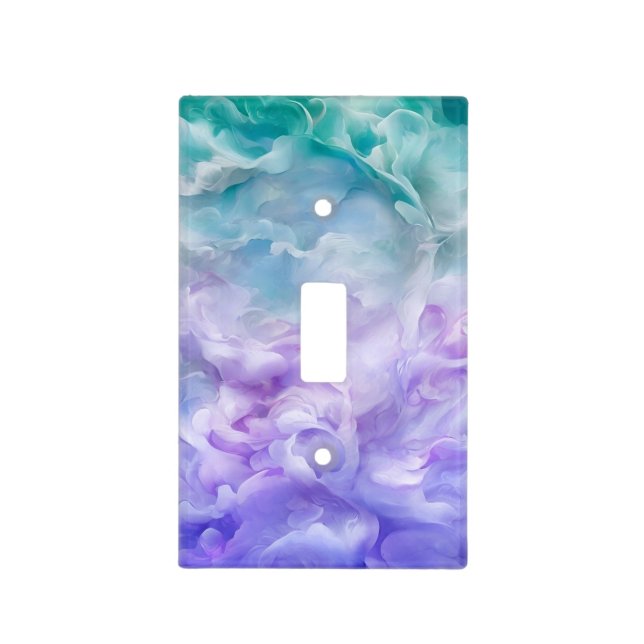Blue & purple cloud swirl light switch cover (Front)