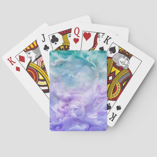 Blue & purple cloud swirl poker cards (Back)