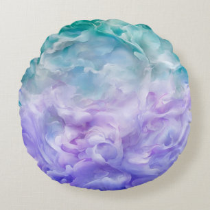 Blue & purple cloud swirl round pillow