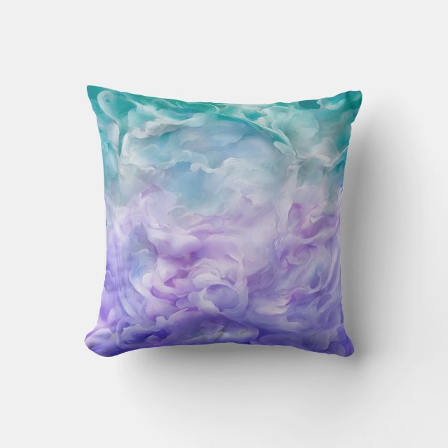 Blue & purple cloud swirl throw pillow (Front)