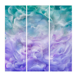 Blue & purple cloud swirl triptych