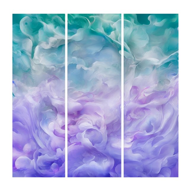 Blue & purple cloud swirl triptych (Front)