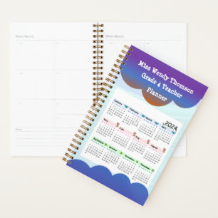 Blue Purple Cloud Teacher Calendar Planner