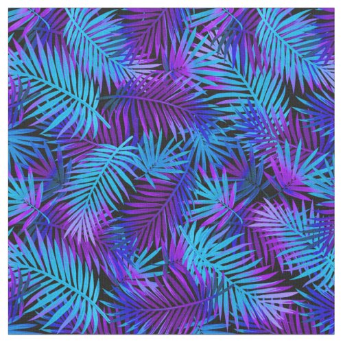 Blue Purple Colorful Neon Tropical Pattern Fabric