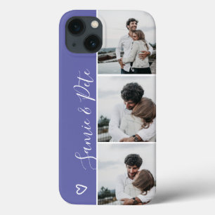 Blue purple couple names 3 photos collage grid  iPhone 13 case