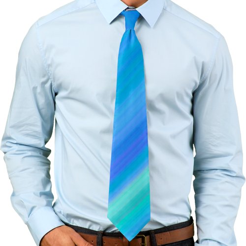 Blue Purple Cyan Green Striped Gradient Neck Tie
