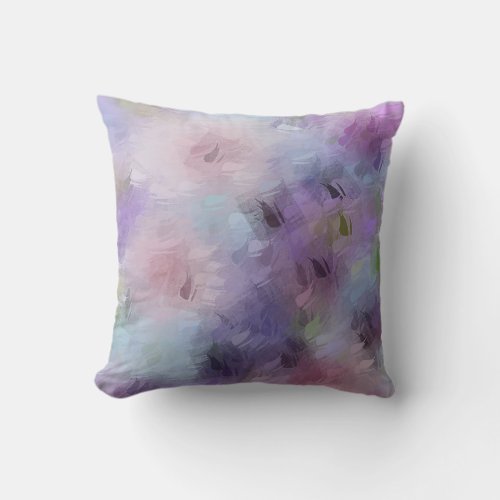 Blue Purple Elegant Abstract Flowers Template Throw Pillow