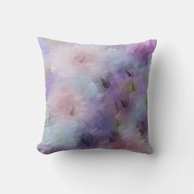 Blue Purple Elegant Abstract Flowers Template Throw Pillow (Front)
