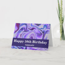 Blue & Purple Elegant Marble 50th Birthday