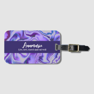 Blue & Purple Elegant Marble Abstract Luggage Tag