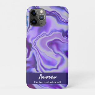Blue & Purple Elegant Marble Abstract Personalized iPhone 11 Pro Case