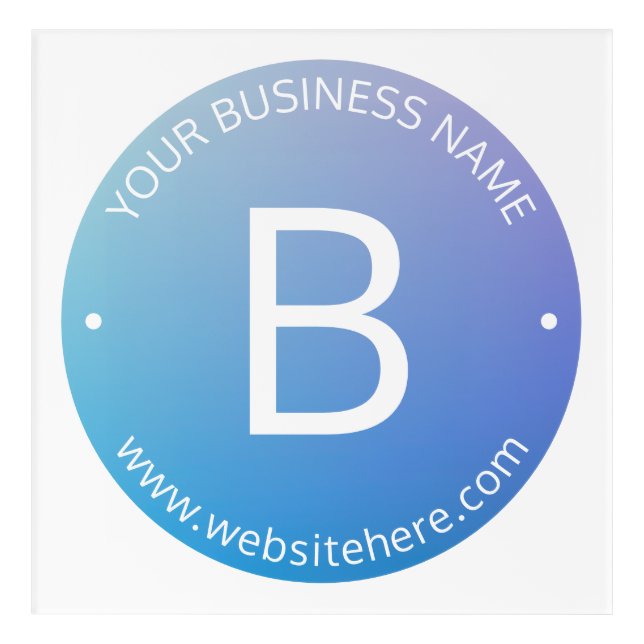 Blue & Purple Fading Ombre with Editable Text Acrylic Print (Front)