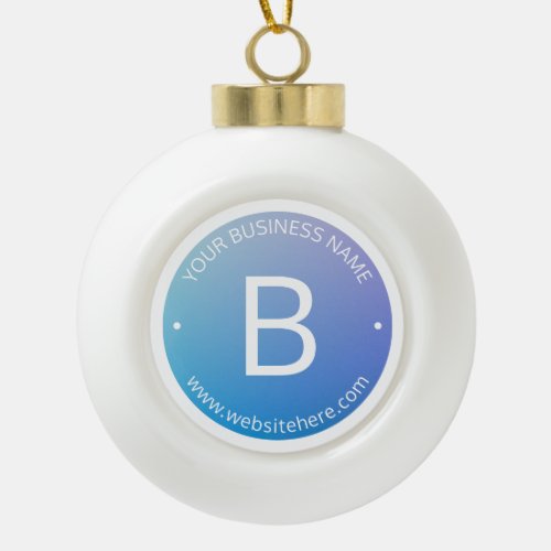 Blue  Purple Fading Ombre with Editable Text Ceramic Ball Christmas Ornament