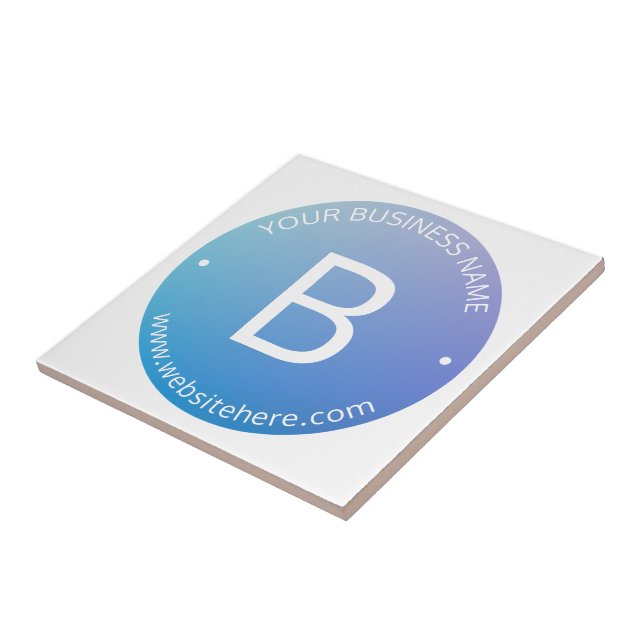 Blue & Purple Fading Ombre with Editable Text Ceramic Tile (Side)