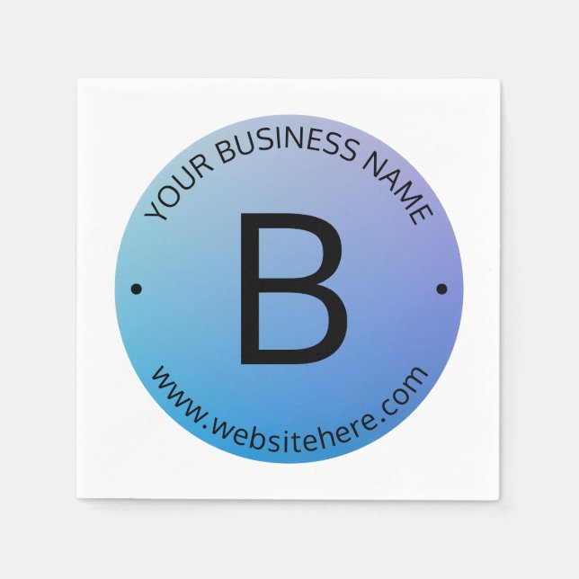 Blue & Purple Fading Ombre with Editable Text Napkins (Front)