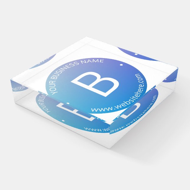 Blue & Purple Fading Ombre with Editable Text Paperweight (Angled)