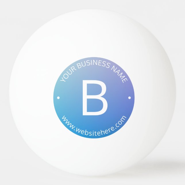Blue & Purple Fading Ombre with Editable Text Ping Pong Ball (Front)